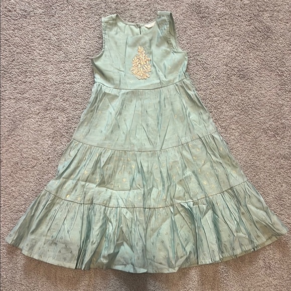 Elegant Mint Maxi Dress with Gold Accents - Picture 4 of 9